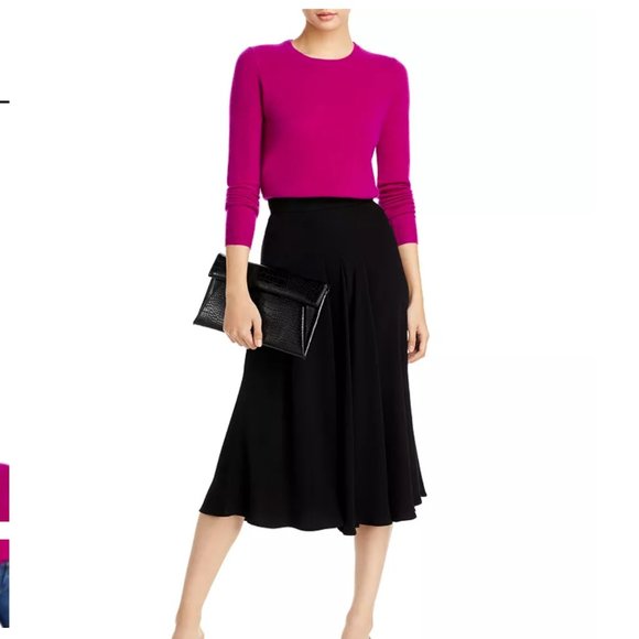 C by Bloomingdale's Cashmere Crewneck Sweater-2-ply cashmere-Bright Magenta/pink - Picture 1 of 5